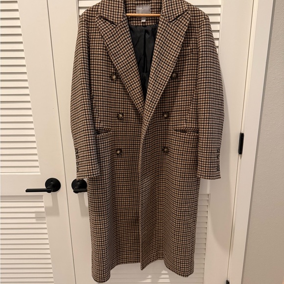 ASOS Jackets & Blazers - ASOS Brown and Black Checkered Trench Coat